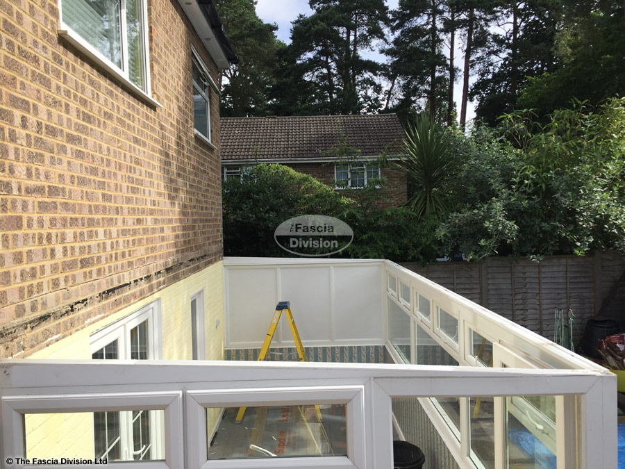 Replace the roof on a lean to conservatory with an Equinox roof system in Camberley The Fascia