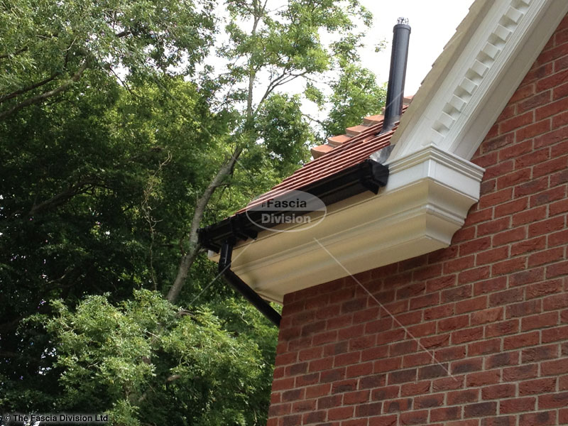 Decorative fascias and soffits black ogee guttering Haslemere Surrey