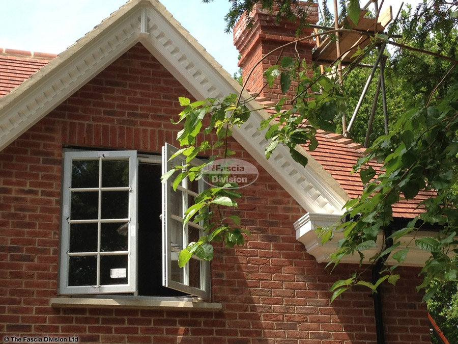 Decorative fascia with Black UPVC Ogee guttering