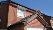 brown downpipe guttering fascias soffits Rosewood halfround new installation
