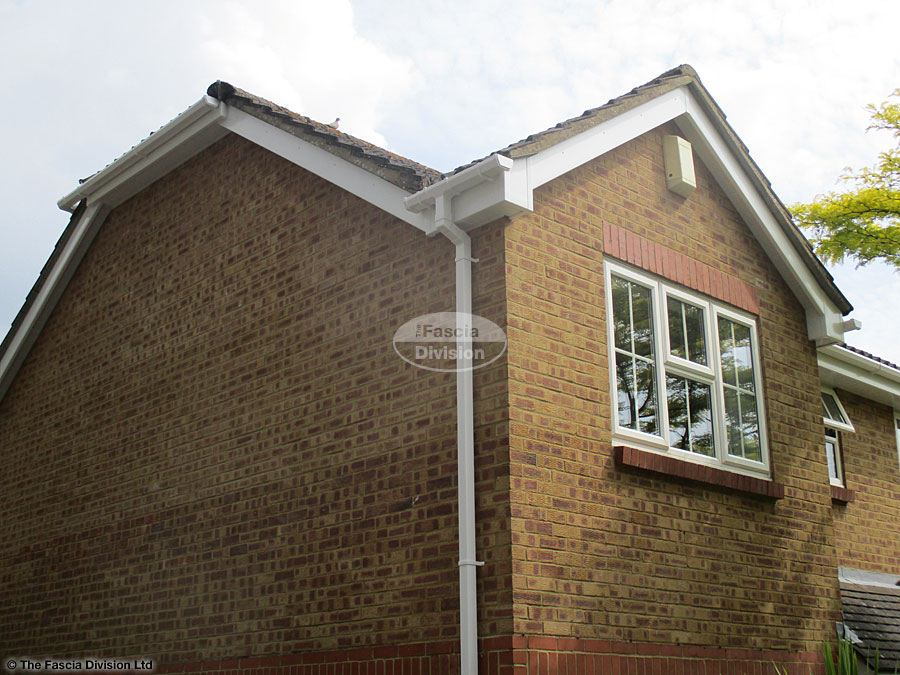 White bargeboard soffit square gutters Hedge End