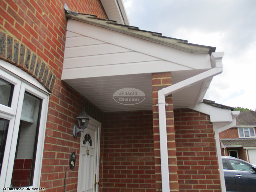 UPVC shiplap cladding with square guttering on the a porch