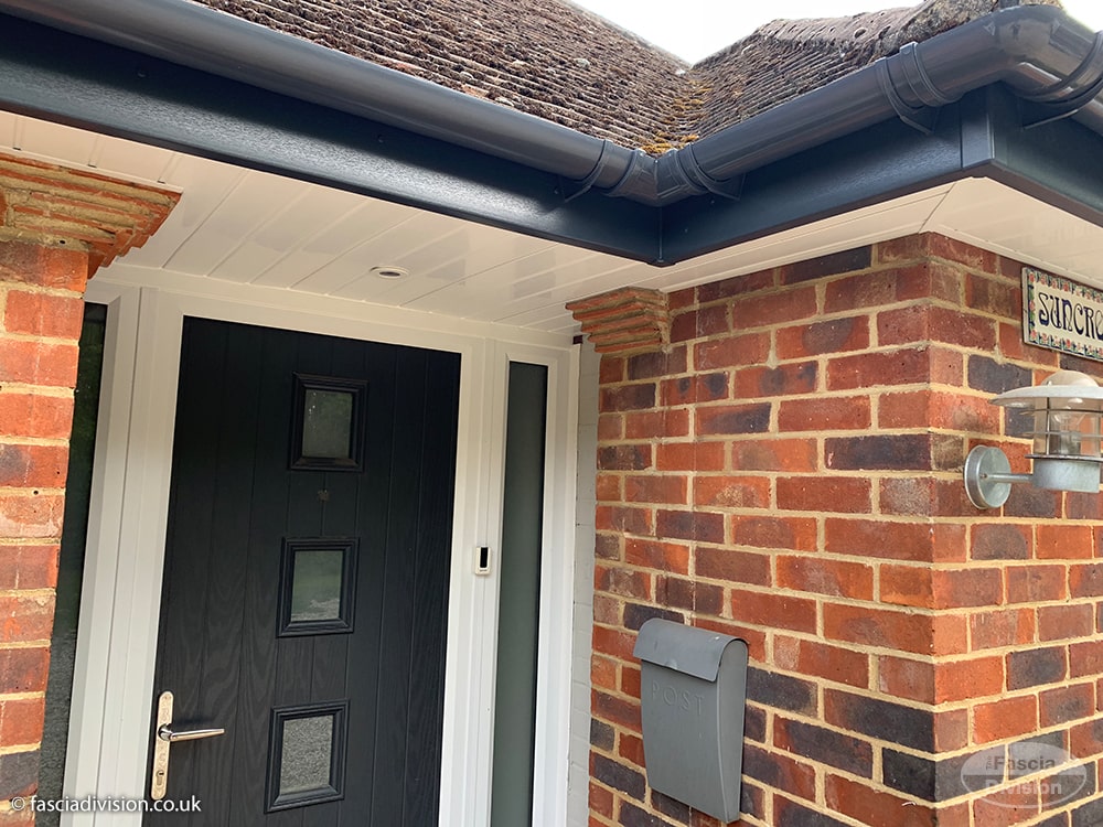 UPVC anthracite fascia and guttering with white soffits