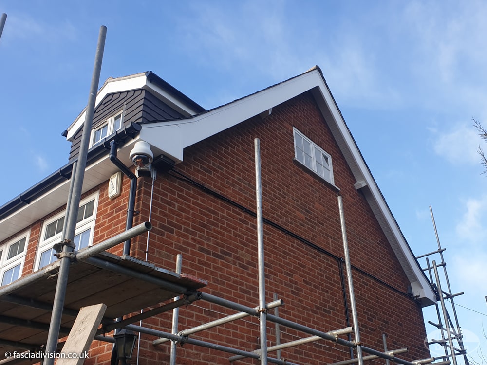 White fascia and soffit installation