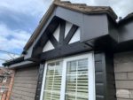 Domer window with black upvc fascia, soffits and guttering with new Mock Tudor