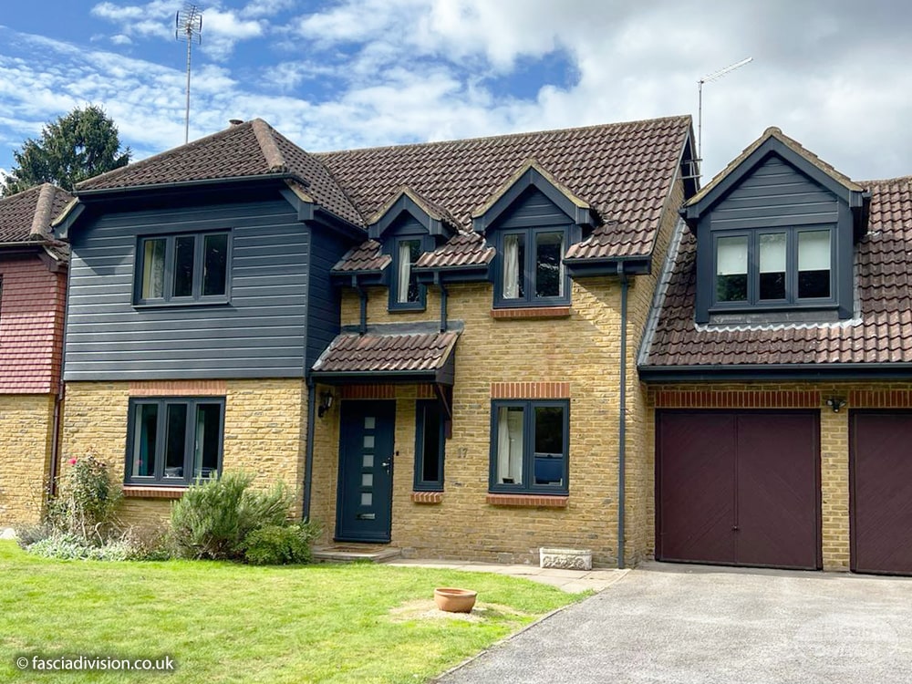 New Anthracite Fascias, soffits, guttering and shiplap cladding