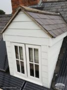 Hardie Plank cladding on a dormer window