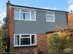 Slate grey Hardie Plank new fascia, soffits and guttering