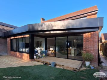 Anthracite Aluminium fascia on a new build extension