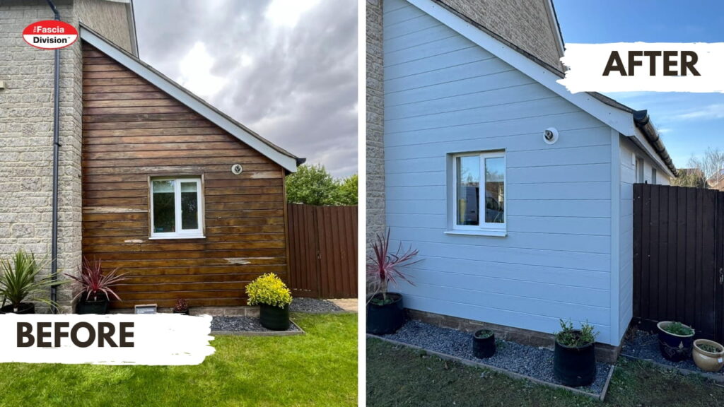 Before and after Cladding replacement installation in Portishead, Bristol