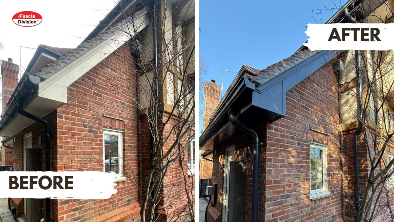 before after anthracite roofline bespoke guttering - Henley on Thames