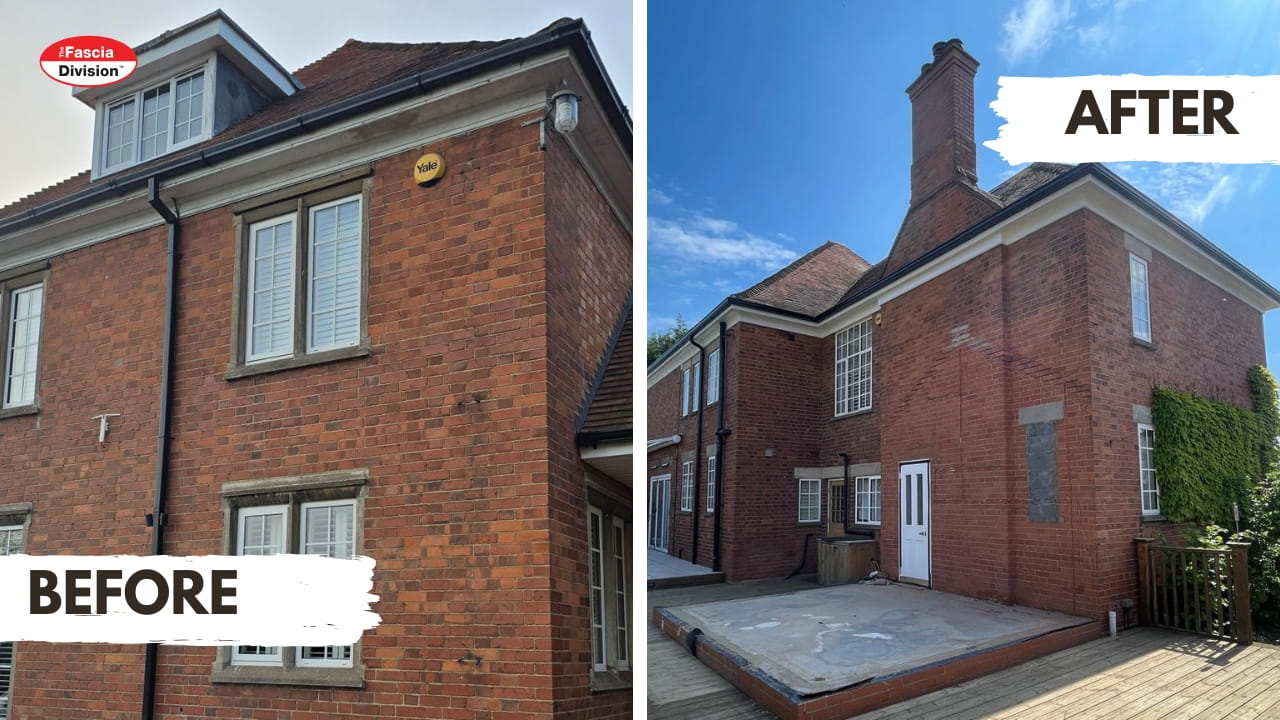 before and after fascia and soffit replacement Bedford